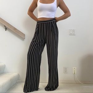 High waisted striped flowy pants